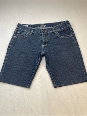 STANDARDS & PRACTICES WOMENS SIZE 29 WAIST Dark Wash Denim Bermuda Shorts - Blue